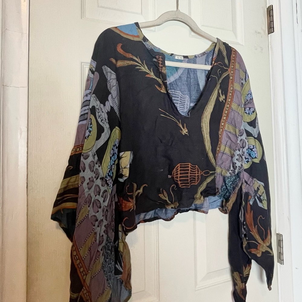 Joy Han top boho hippie style S/M womens euc